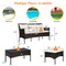 Costway 3PCS Patio Rattan Furniture Set 3-Seat Sofa Cushioned Table Garden Turqouise/Grey/Off White/Navy